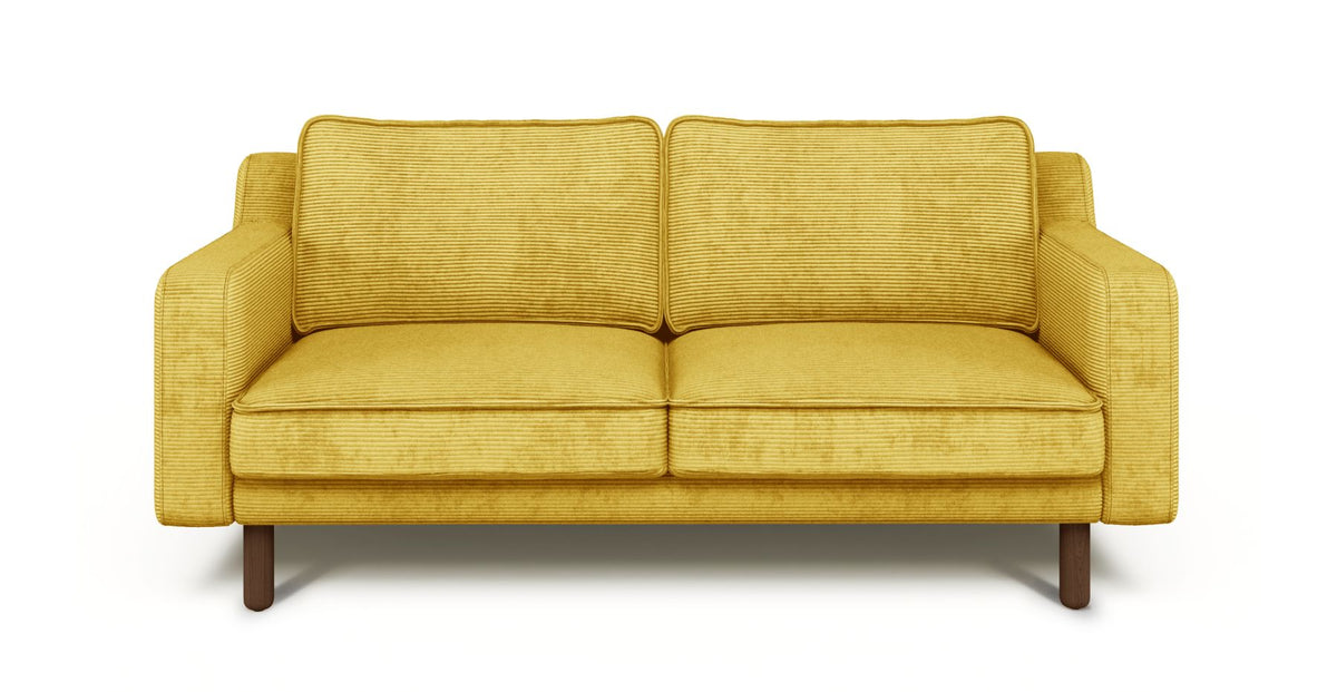 Klem Slim İkili Koltuk Silindir Ahşap Ayak - Fitilli Kadife