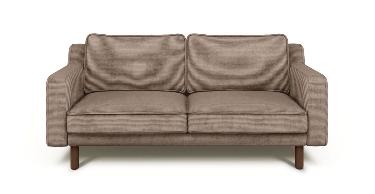 Klem Slim İkili Koltuk Silindir Ahşap Ayak - Fitilli Kadife