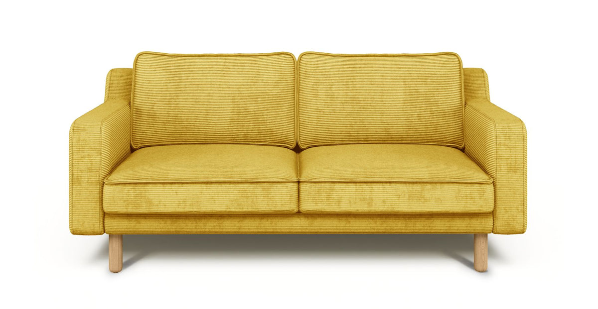 Klem Slim İkili Koltuk Silindir Ahşap Ayak - Fitilli Kadife