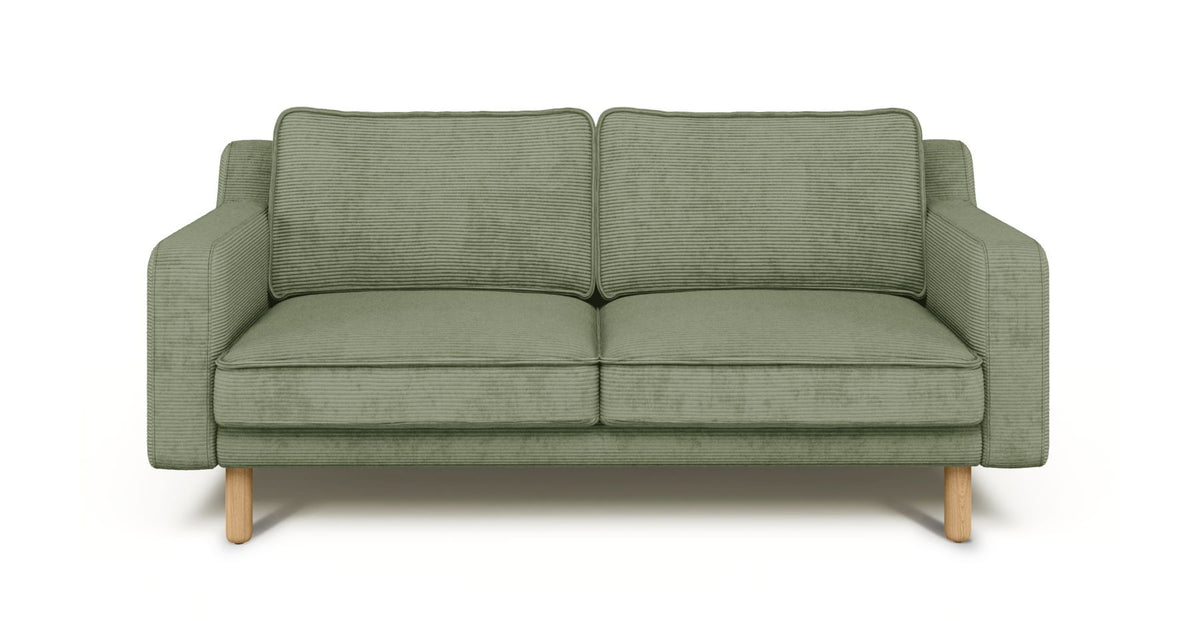 Klem Slim İkili Koltuk Silindir Ahşap Ayak - Fitilli Kadife