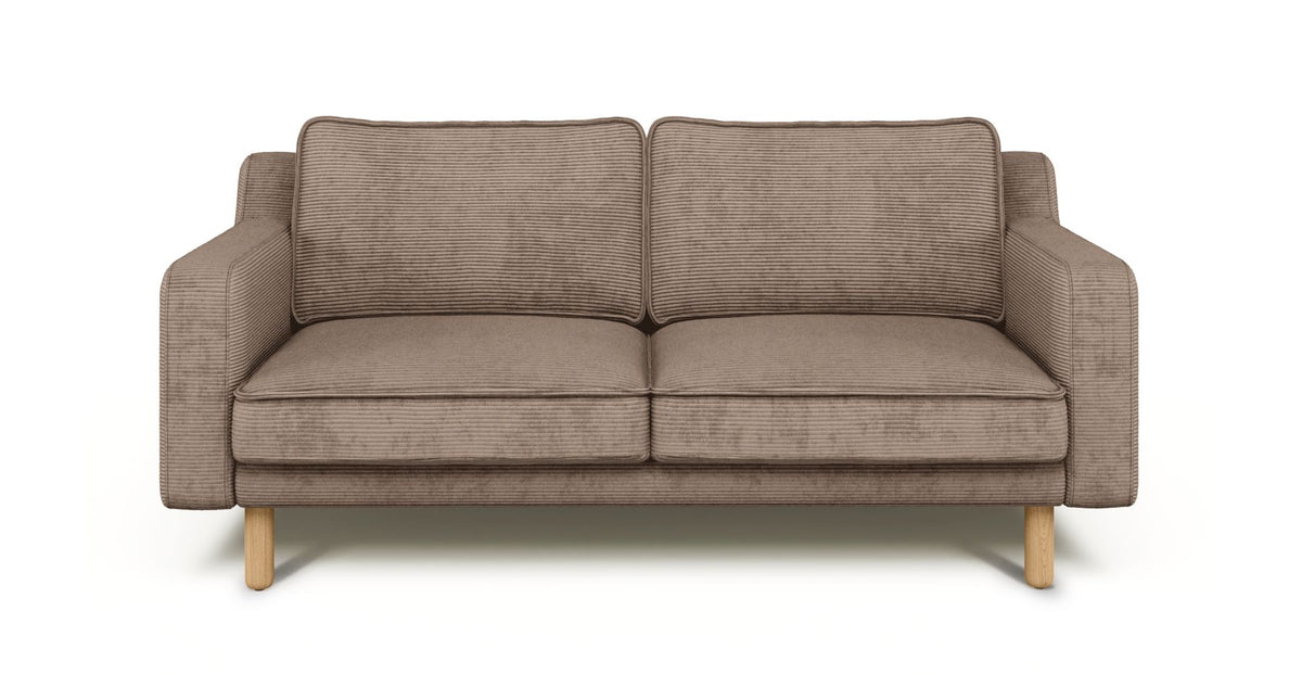 Klem Slim İkili Koltuk Silindir Ahşap Ayak - Fitilli Kadife