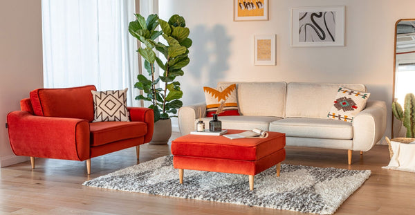 Klem Puf Ahşap Ayak - Kadife