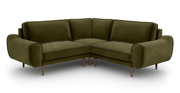 Klem 210 x 210 Köşe Ahşap Ayak - Kadife - Haki - Açık - Rahat Dolgu