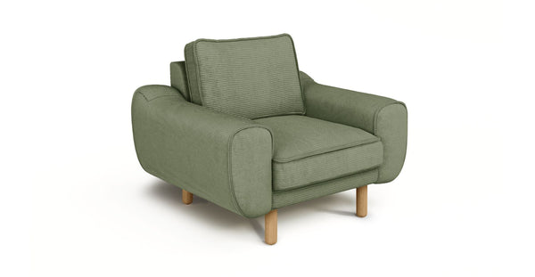 Klem Tekli Koltuk Silindir Ahşap Ayak - Fitilli Kadife