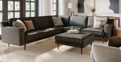 Klem Puf Ahşap Ayak - Keten