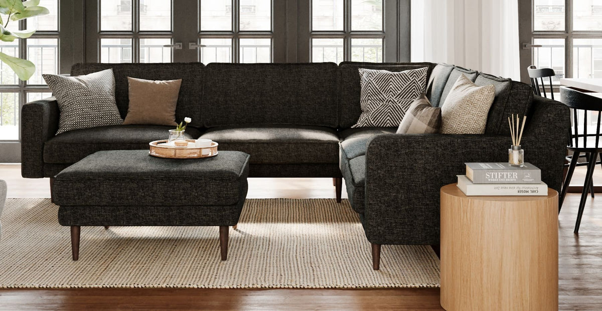 Klem Puf Ahşap Ayak - Keten