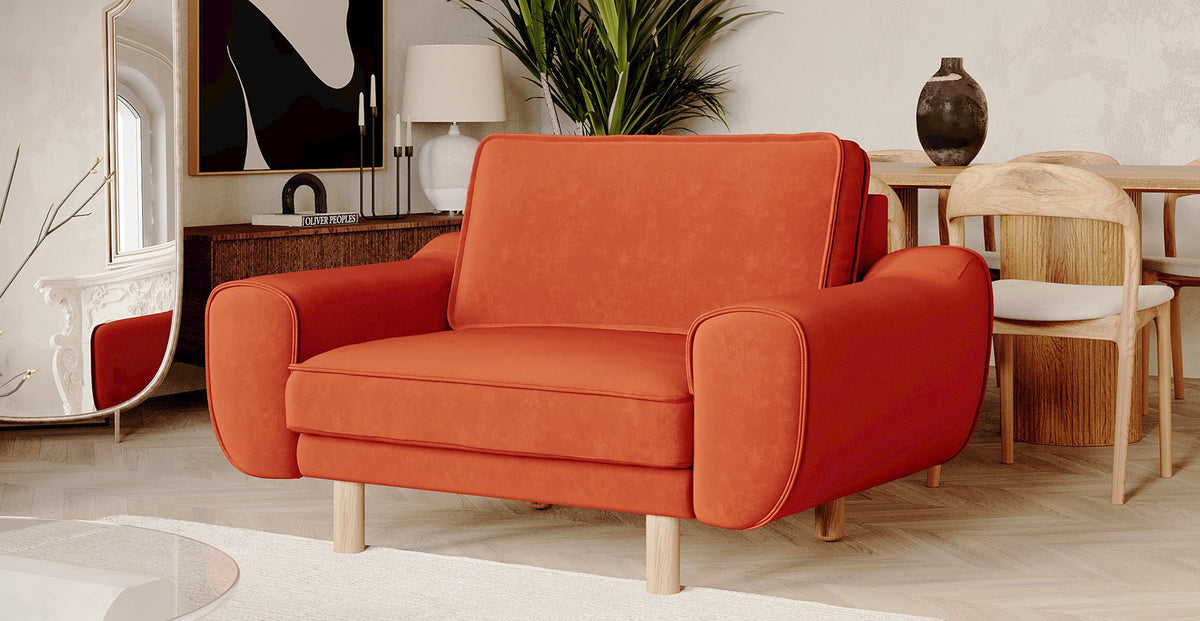 Klem Loveseat Silindir Ahşap Ayak - Kadife