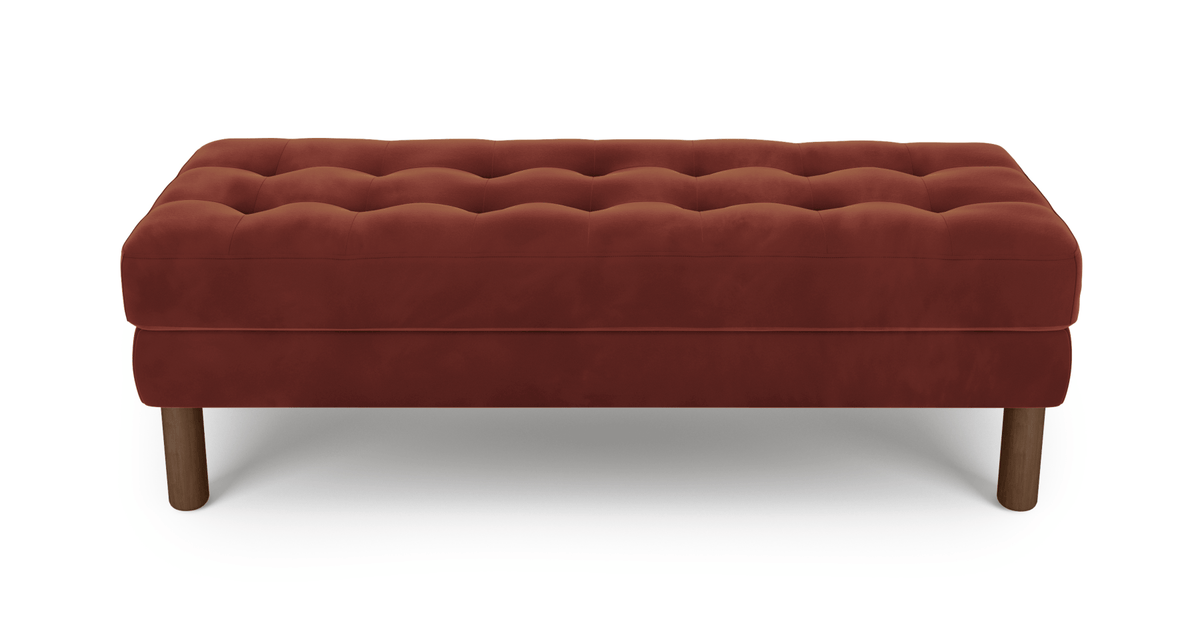 Modsy Bench Silindir Ahşap Ayak - Kadife