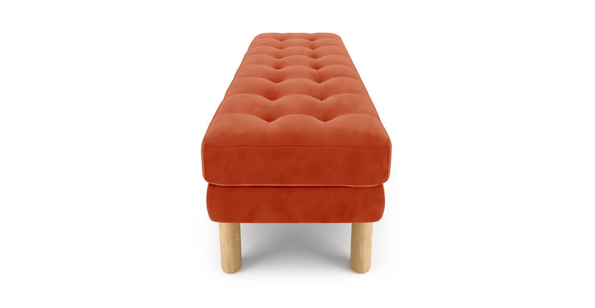 Modsy Bench Silindir Ahşap Ayak - Kadife