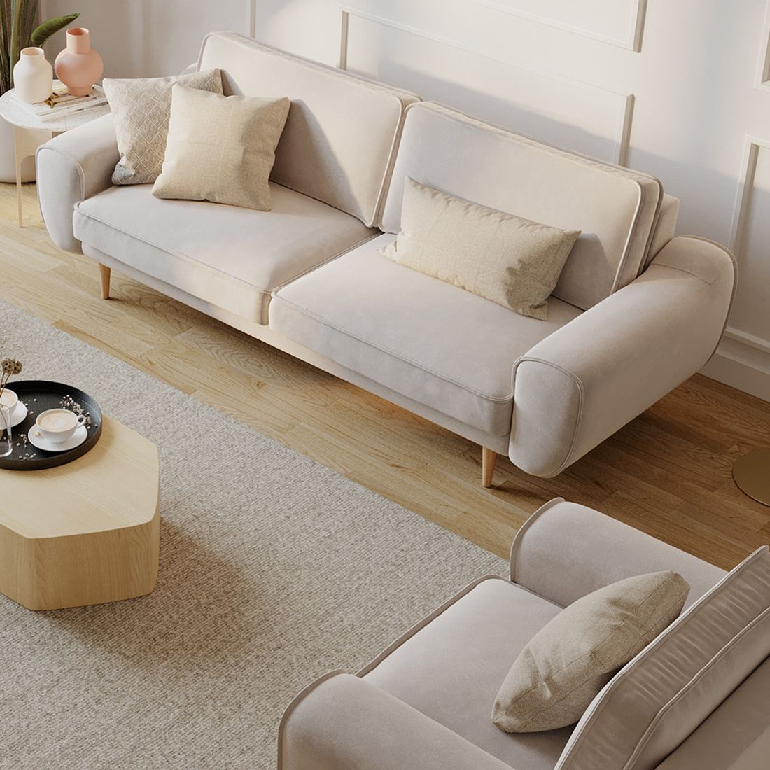 Kumaş: Kadife - Renk: Ekru - Normod