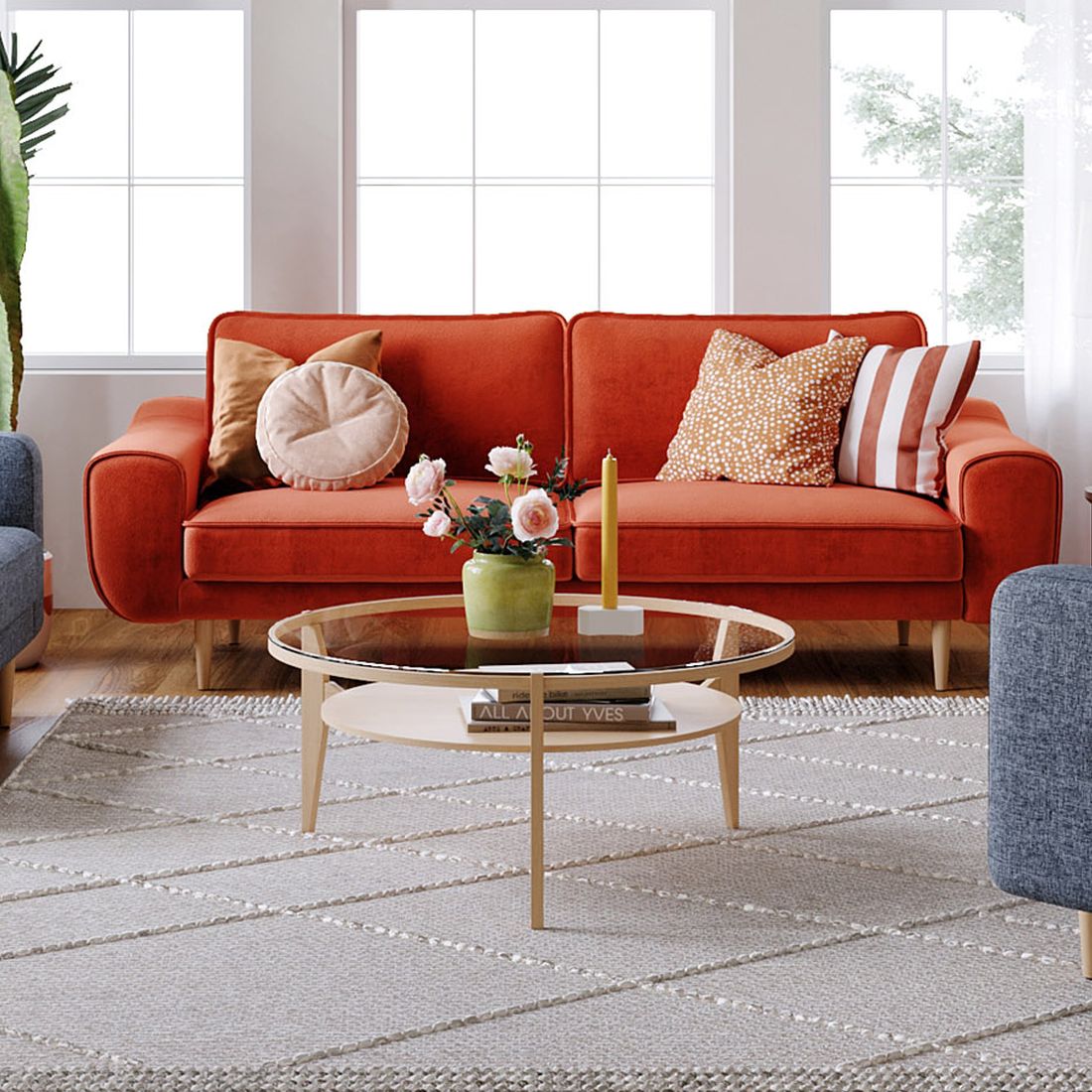 Kumaş: Kadife - Renk: Kiremit - Normod