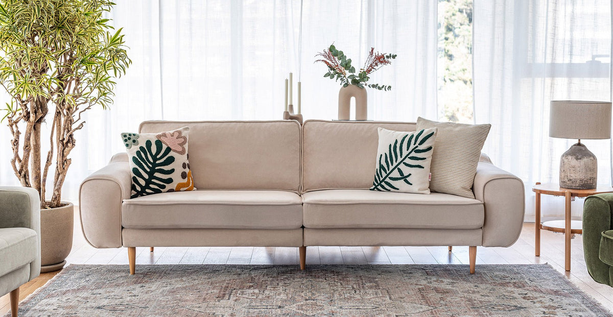 Klem Üçlü Koltuk Large Ahşap Ayak - Kadife