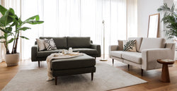 Klem Puf Ahşap Ayak - Keten